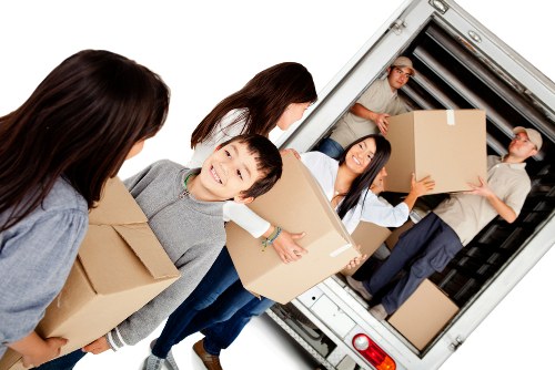 Moving team preparing a protected van load in Belgravia