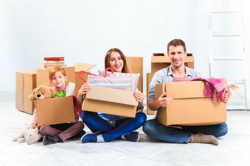 Assorted strong cardboard boxes and protective packing supplies for local relocation