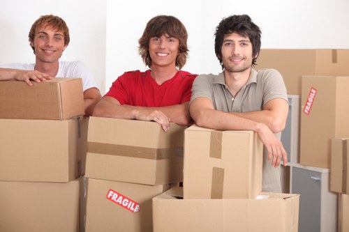 Office furniture and equipment prepared for a commercial move