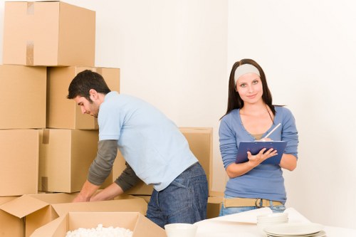 Packed belongings ready for collection from a Belgravia apartment